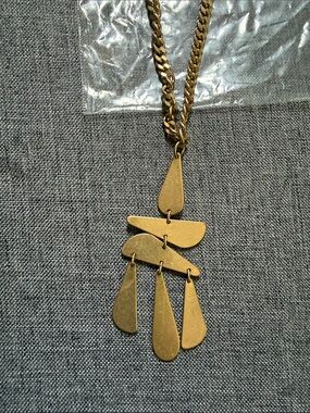 CAbi Chime Gold Pendant Necklace with Abstract Multi-Shape Charm; NWT